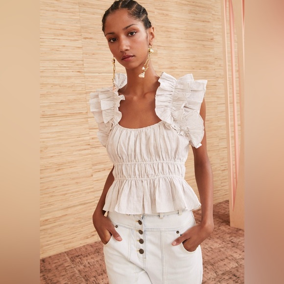 ULLA JOHNSON PALOMA TOP - SAND SZ 8 285$ - Picture 2 of 10